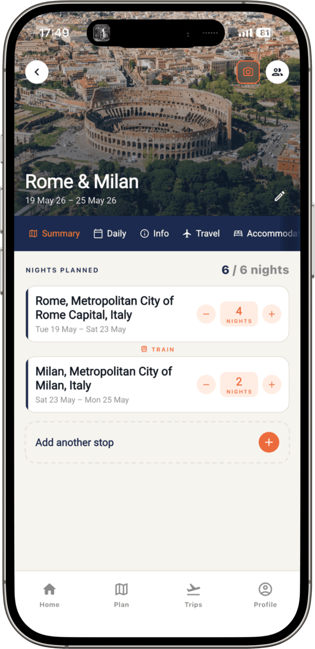 Trips Together app — routes