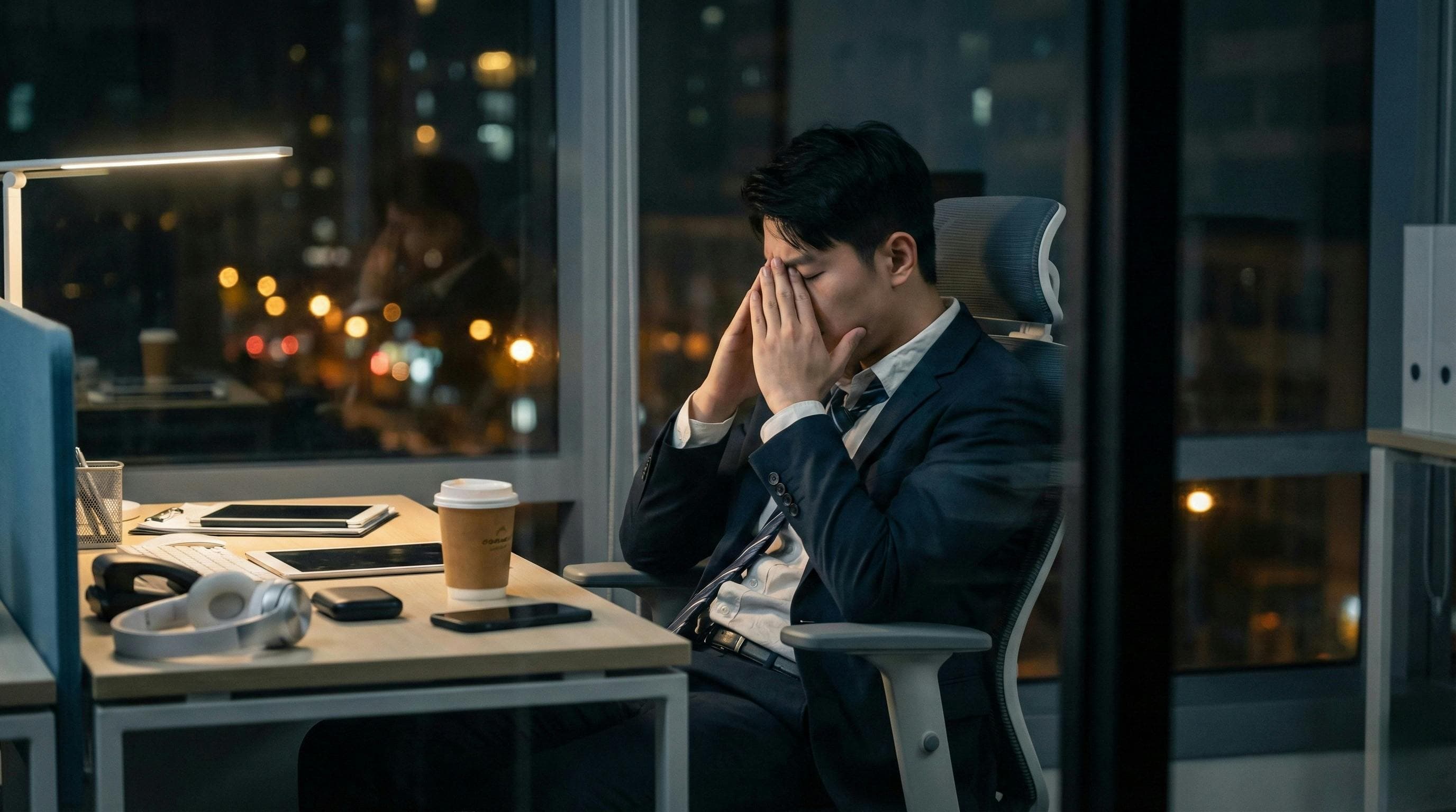 Frustrated person at a desk